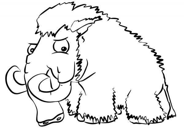 Cartoon Mammoth coloring page image