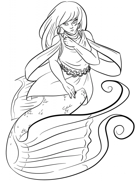 Cartoon Mermaid coloring page image