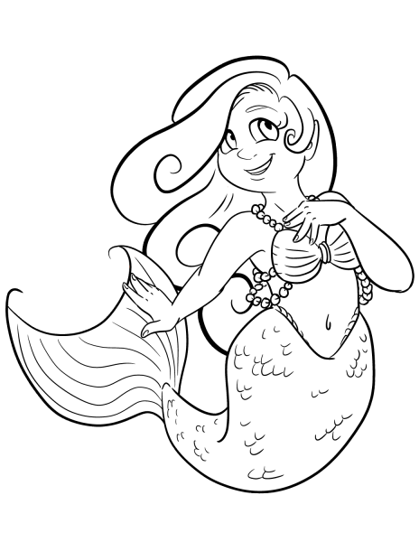 Cartoon Mermaid coloring page image
