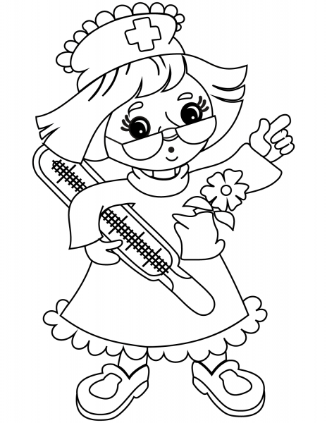 Cartoon Nurse coloring page image