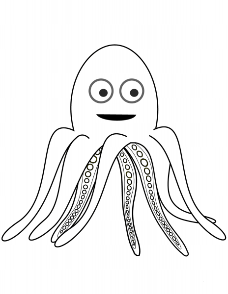 Cartoon Octopus coloring page image