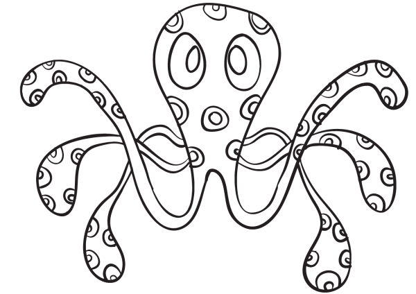Cartoon Octopus coloring page image