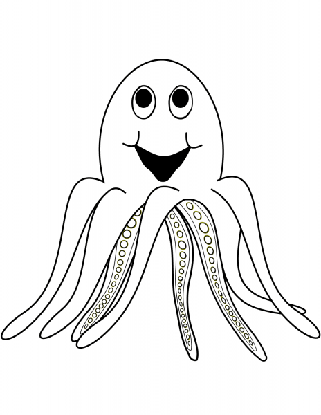 Cartoon Octopus coloring page image