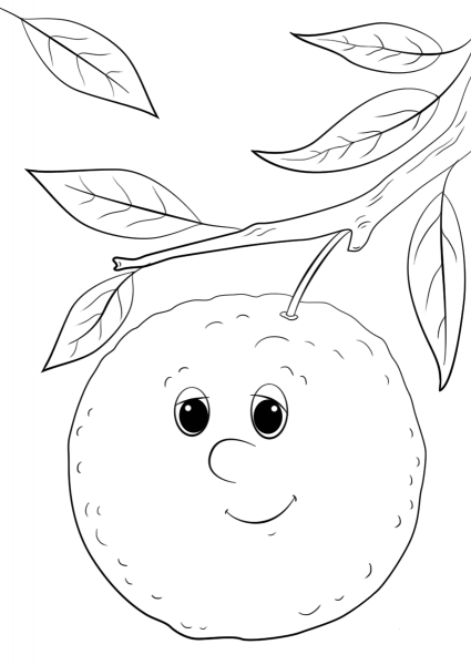 Cartoon Orange Character coloring page image