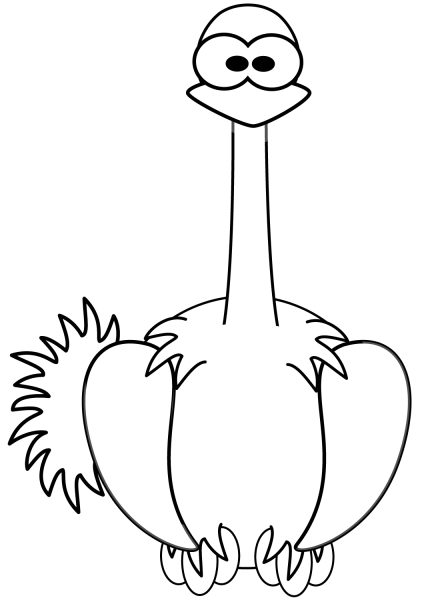Cartoon Ostrich coloring page image