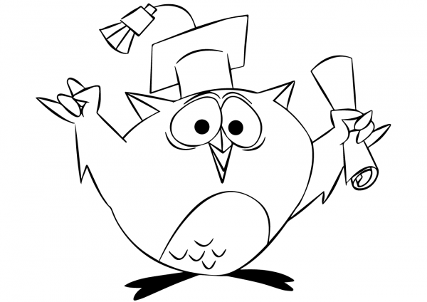 Cartoon Owl Graduating coloring page image