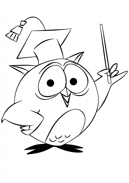 Cartoon Owl Professor coloring page image