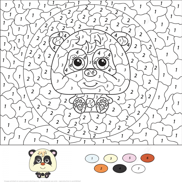 Cartoon Panda Color by Number image