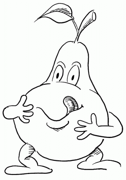 Cartoon Pear  coloring page image