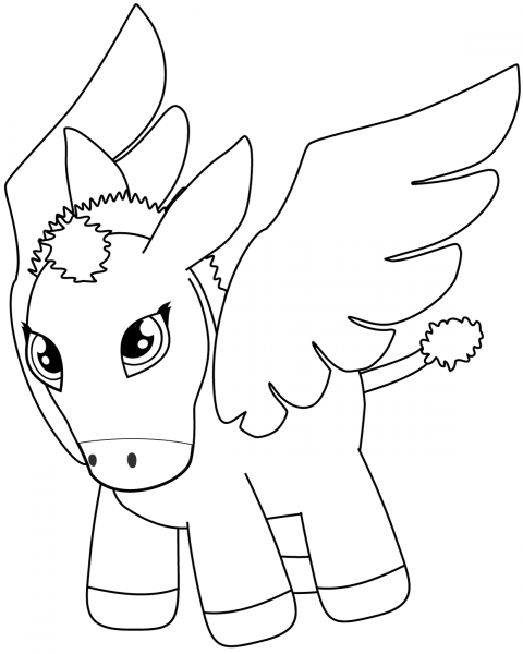 Cartoon Pegasus coloring page image