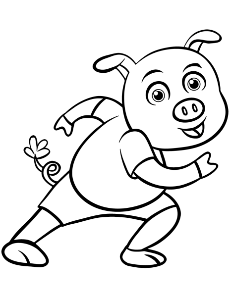 Cartoon Pig coloring page image