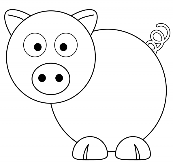 Cartoon Pig coloring page image