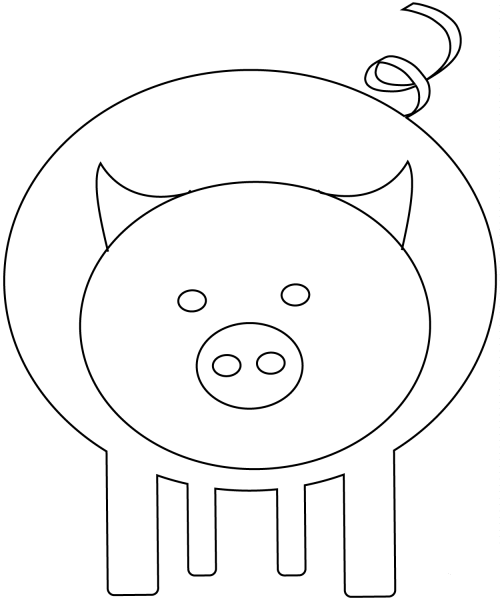 Cartoon Pig coloring page image