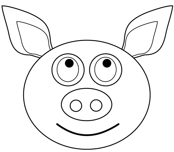 Cartoon Pig Head coloring page image