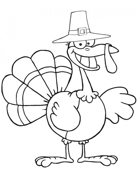 Cartoon Pilgrim Turkey coloring page image