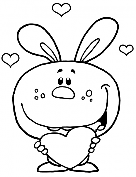 Cartoon Rabbit with Heart coloring page image