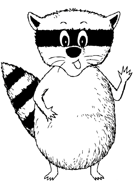Cartoon Raccoon coloring page image