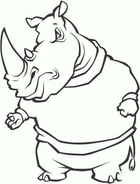 Cartoon Rhino coloring page image