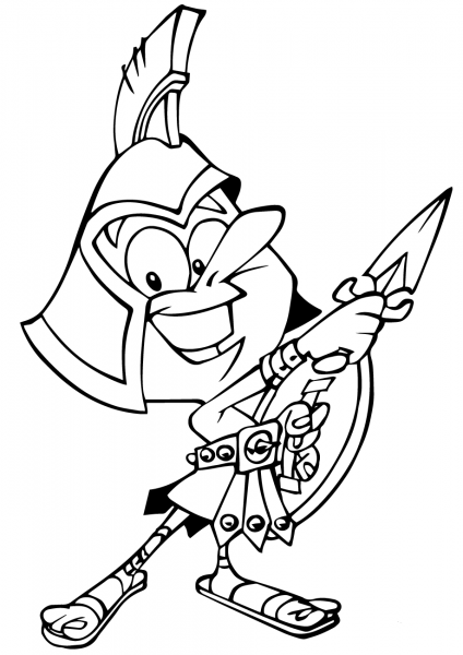 Cartoon Roman Legionary Soldier coloring page image