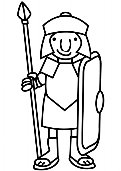 Cartoon Roman Soldier coloring page image