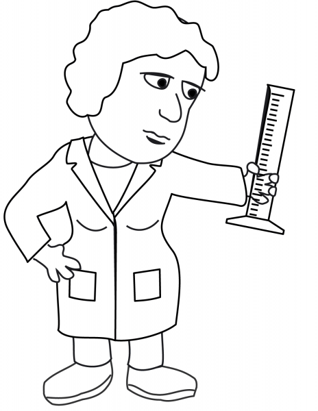 Cartoon Scientist coloring page image
