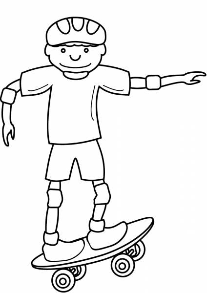 Cartoon Skateboarder coloring page image