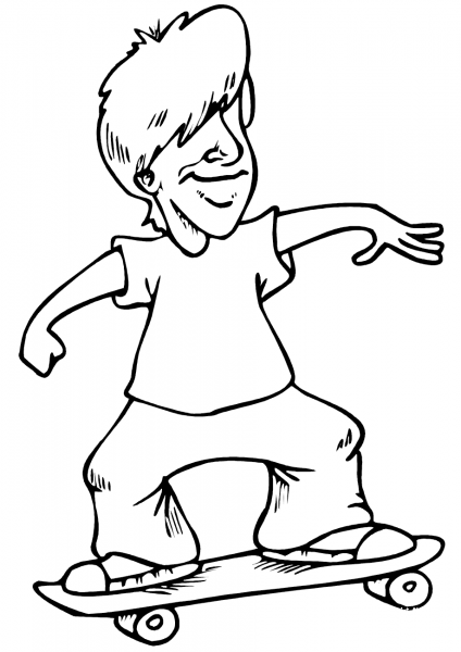 Cartoon Skateboarder coloring page image