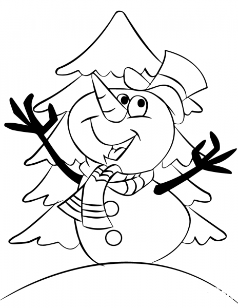 Cartoon Snowman coloring page image