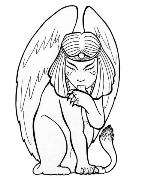 Cartoon Sphinx coloring page image