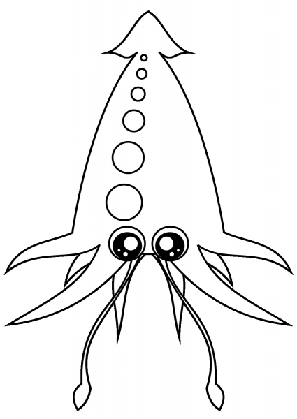 Cartoon Squid coloring page image