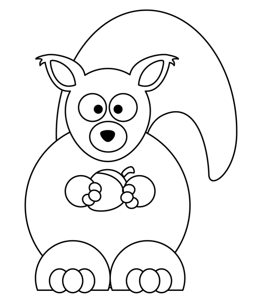 Cartoon Squirrel with Acorn coloring page image