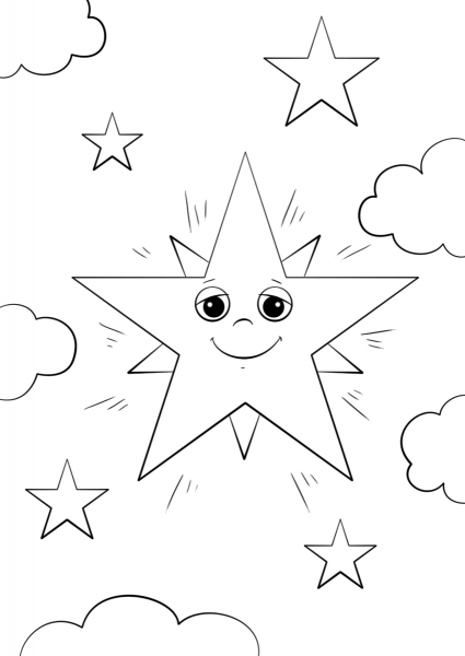 Cartoon Star Character coloring page image