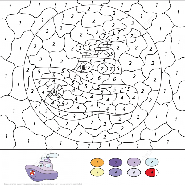 Cartoon Steamship Color by Number image