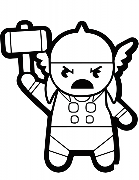 Cartoon Thor coloring page image