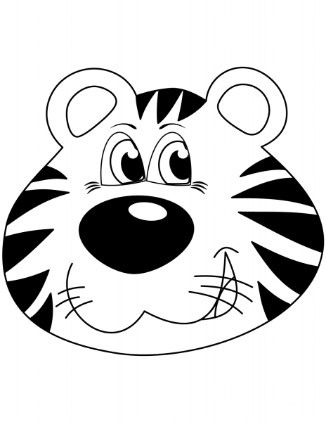 Cartoon Tiger Head coloring page image