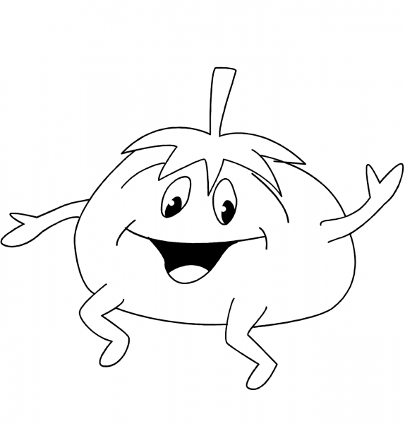 Cartoon Tomato coloring page image