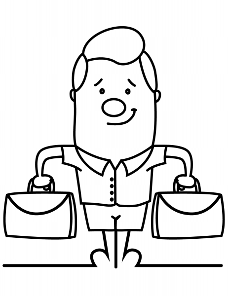 Cartoon Traveller is Ready for the Trip coloring page image
