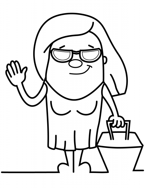 Cartoon Traveller Lady is Ready for the Trip coloring page image