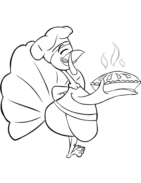 Cartoon Turkey Chef coloring page image