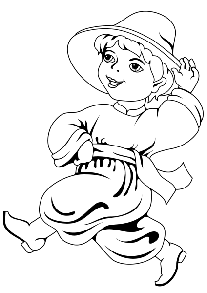 Cartoon Ukrainian Boy coloring page image