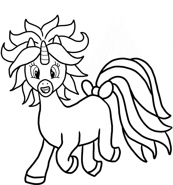 Cartoon Unicorn coloring page image