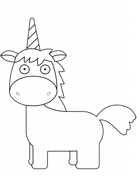 Cartoon Unicorn coloring page image