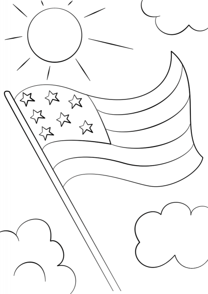 Cartoon USA Flag coloring page image