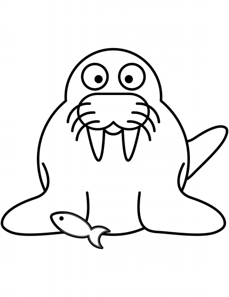 Cartoon Walrus  coloring page image