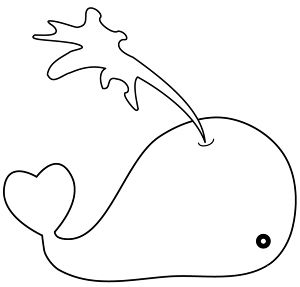 Cartoon Whale is Spouting Water coloring page image