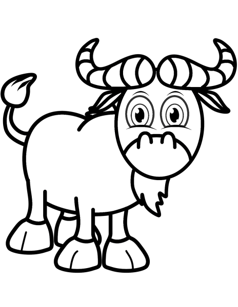 Cartoon Wildebeest coloring page image