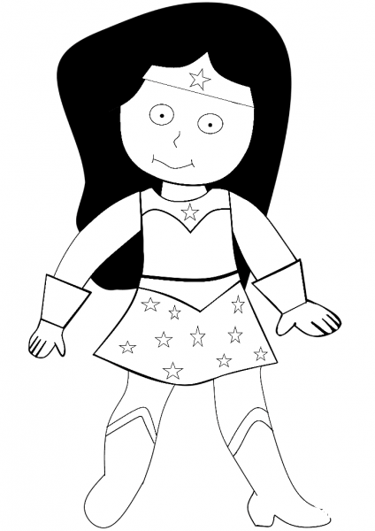 Cartoon Wonder Woman coloring page image