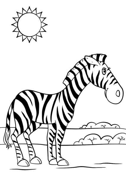 Cartoon Zebra coloring page image