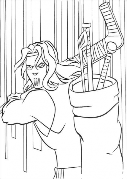 Casey Jones with a hockey stick coloring page image