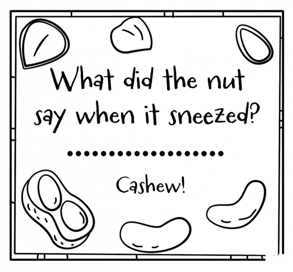 Cashew – Encouraging Jokes Lunch Note coloring page image